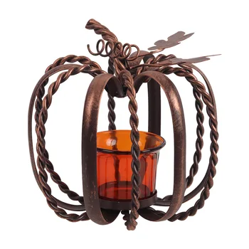 

Thanksgiving Retro Festival Ornament Home Harvest Wrought Iron Holiday Pumpkin Candle Holder Event Fall Halloween Decor