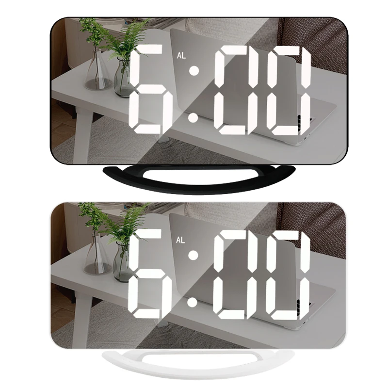 Tanio Cyfrowy Alarm LED lustro zegarowe noc światła LED zegar funkcją drzemki sklep