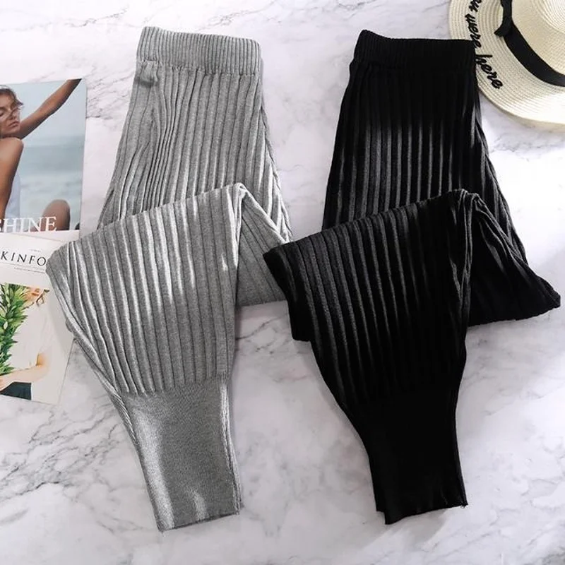 Summer Thin Knitted Ice Silk Harem Pants Female Feet Nine-point Pants Loose Feet Loose and Thin Leisure Sports Carrot Pants