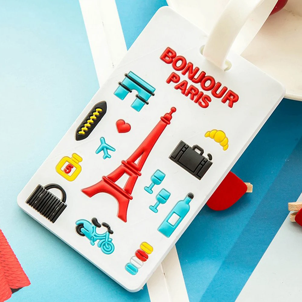 Мультяшный силикагель чемодан ID Addres держатель багаж посадочные бирки Портативный силикагель Ge идентификатор туристические аксессуары Прямая поставка - Цвет: Eiffel Tower
