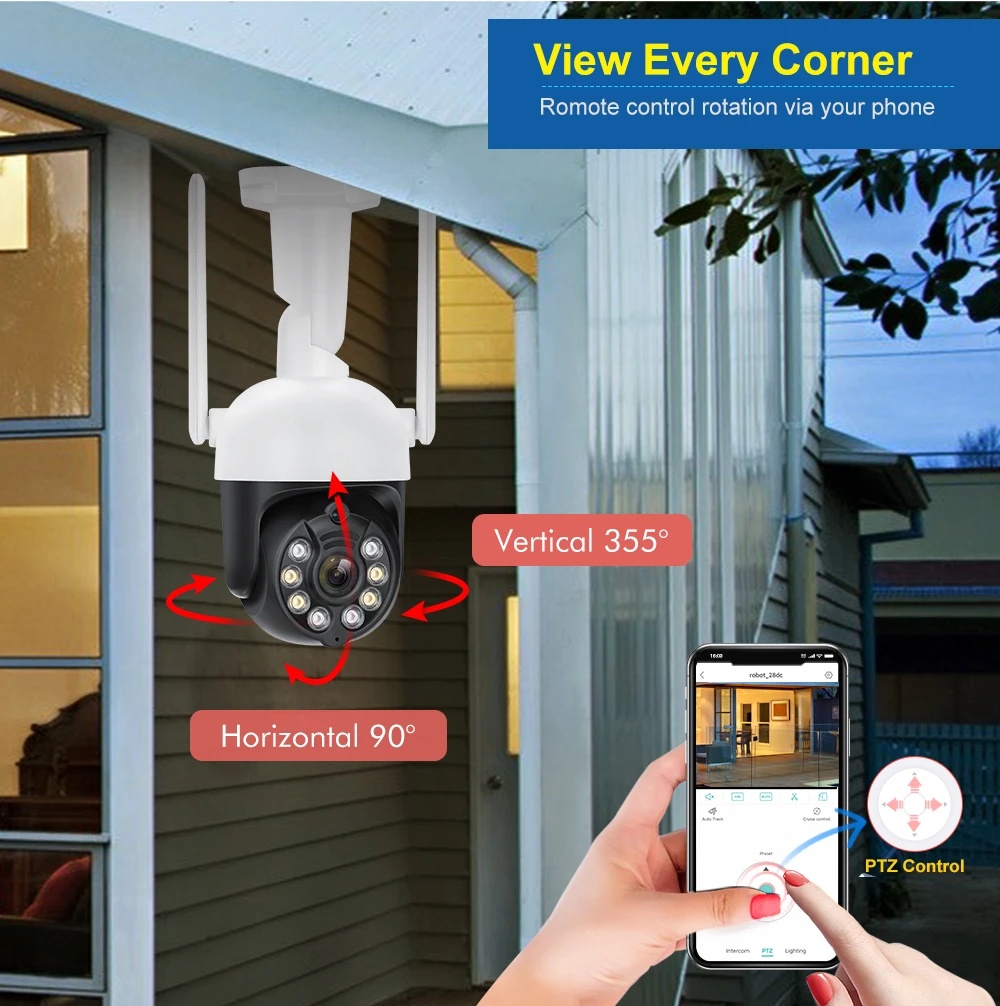 MISECU IP WiFi 3MP 5MP PTZ CCTV Security Protection Outdoor Auto Tracking Two Way Audio Night Vision Video Surveillance Camera