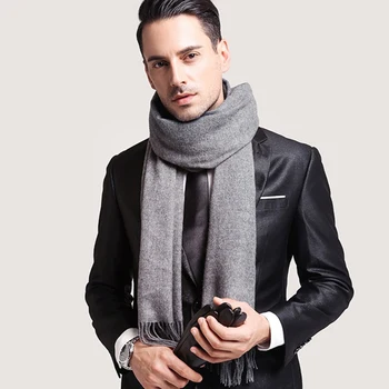 

Man Bussiness Style Solid Color Warm Scarf Fashion Design Winter Long Simple Style Scarf