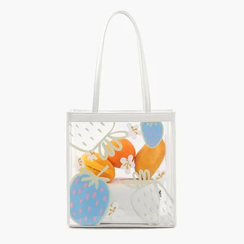 

PVC 2020 New Summer Female Bag Transparent Jelly Ladies Large Capacity Shoulder Messenger Bags Rucksack Mochila Mujer Sac A Dos