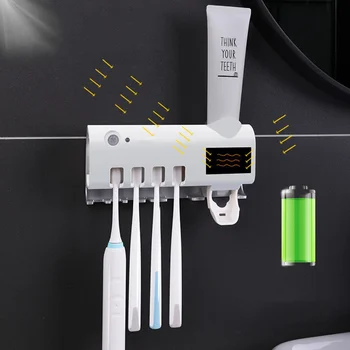 

1PC UV Toothbrush Sanitizing Device Toothbrush Holder Toothpaste Dispenser Oral Nursing Supply for Home