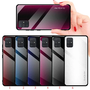 

150pcs/lot For Samsung Galaxy A51 A21 Gradient Stripe Shockproof Tempered Glass Hard Case For Samsung Galaxy A01 M31 A71