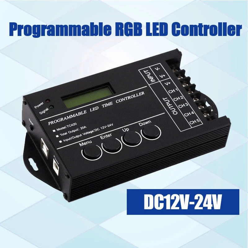 HLZS-TC420 Время программируемый RGB светодиодный контроллер DC12V-24V 5 канал светодиодный синхронизации диммер