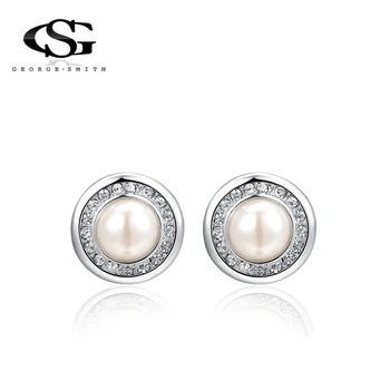 

GS AAAA High Quality Pearl Stud Earrings High Luster Jewelry Classic 925 Silver Earrings for Women Party Wedding Earring Y3