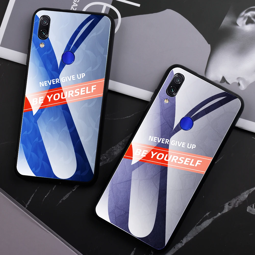 

Colorful Glass Phone Case for Xiaomi Redmi Note 7 Case Shockproof TPU Bumoer Phone Cover for Redmi 7 7A Note 7 Pro Coque Fundas
