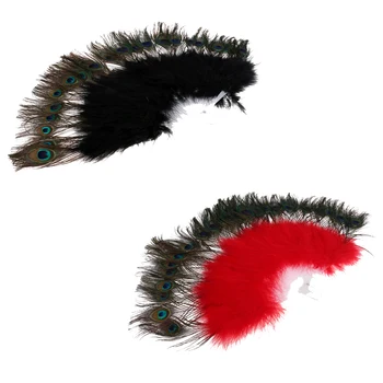 

Belly Dance Fan Peacock Feather Folding Fan Dance Costume Decoration