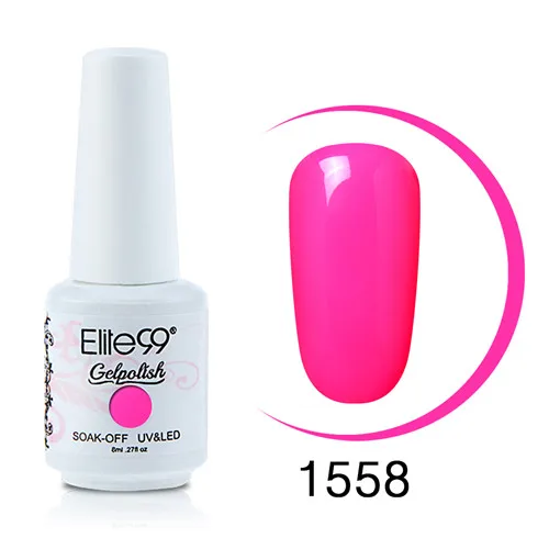 Elite99 Гель-лак для ногтей глянцевый красочный Полупостоянный гель для дизайна ногтей лак для ногтей для маникюра геллак верхнее покрытие Гибридный праймер - Цвет: 1558