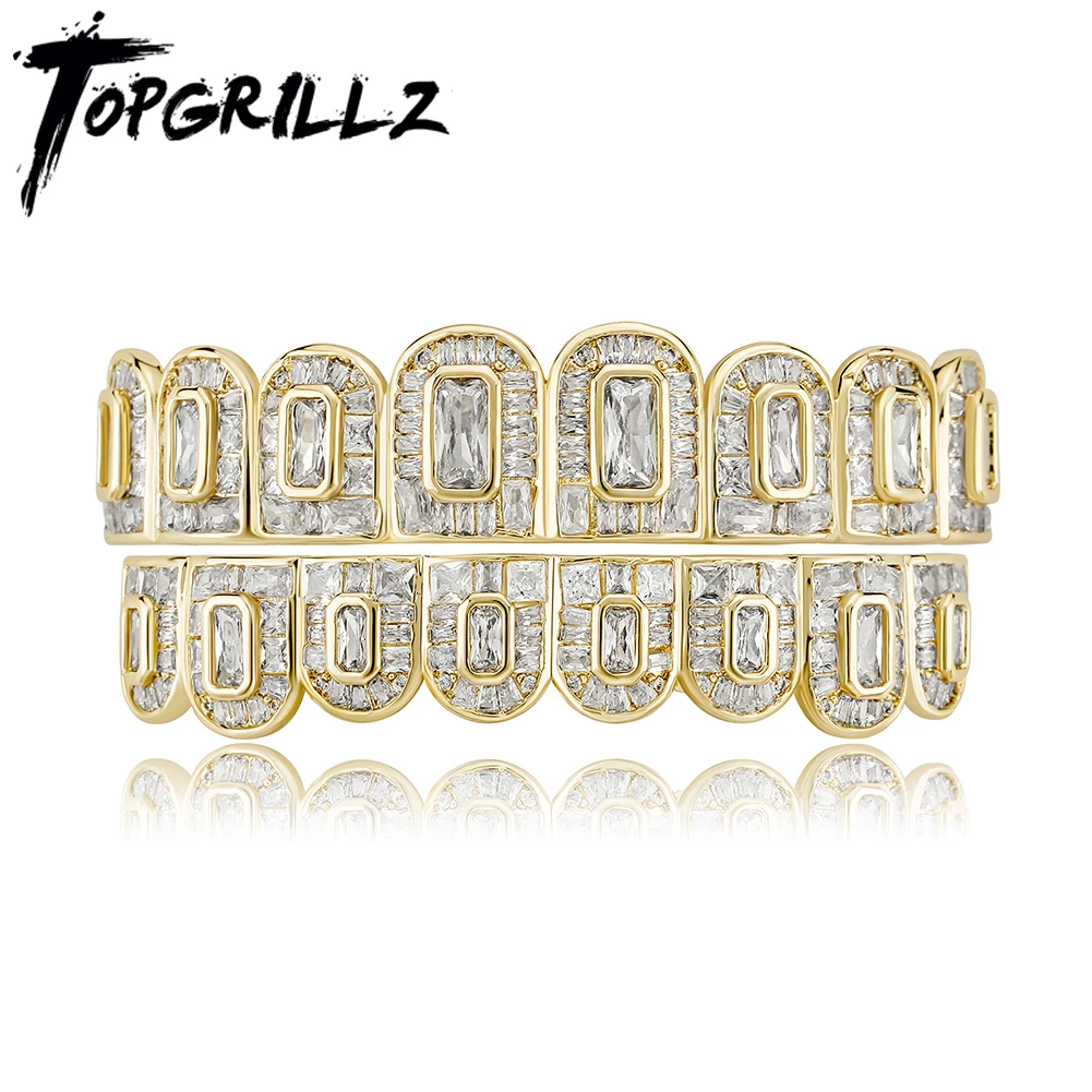 TOPGRILLZ 2021 Новый багет набор зубов Grillz полностью Замороженные микро проложить