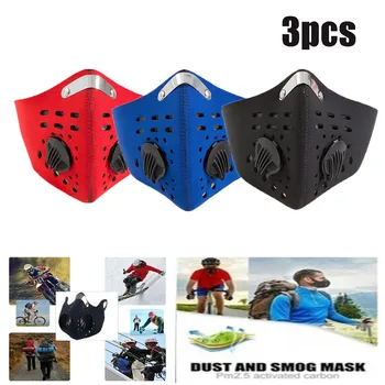 

3pc Cotton Dustproof Mouth Face Mask Unisex Activated Carbon Pm2.5 Outdoor Mouth Cover Unisex Face Mask Protection Mascarillas