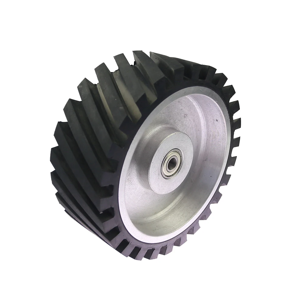8" 200mm Serrated Rubber Bearing Contact Polishing Wheel for Belt Sander Grinder