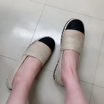 

Women's Flats 2020 Spring Summer Retro Embroidery Fisherman's Shoes Women's Slip On Shoes fiberflax weav Loafers Woman Flats