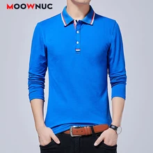 Поло мужские модные хлопковые большие размеры с длинными рукавами тонкая рубашка Hombre деловые повседневные однотонные брендовые поло 5XL Masculino рубашки MOOWNUC
