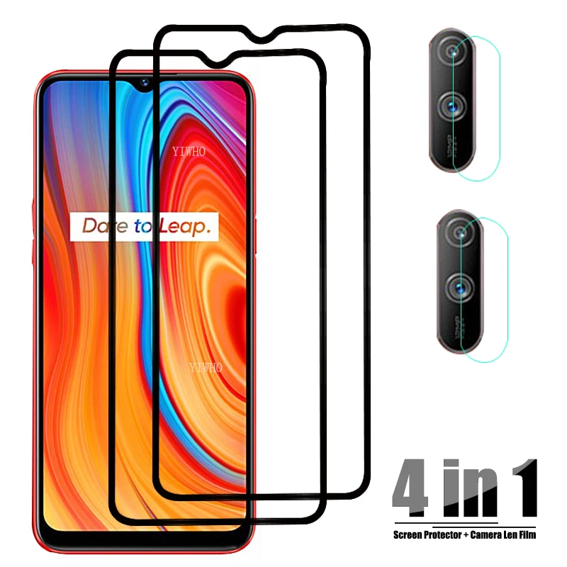 4in1 Camera Len Protective Glass for Oppo Realme C3 Tempered Screen Protector On Black Protection Film 6.5&quot | Мобильные телефоны