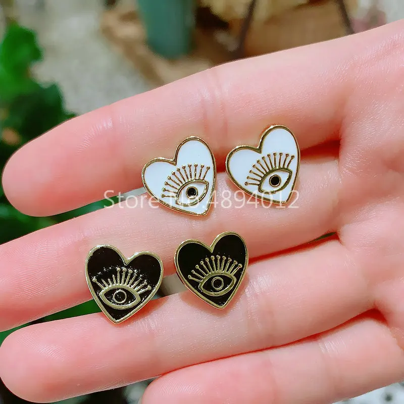 

10pair,Stud Earrings, Women Fashion Jewelry, Hearts and Eyes Design .2Colors, Top Quality Plated,Can Wholesale.