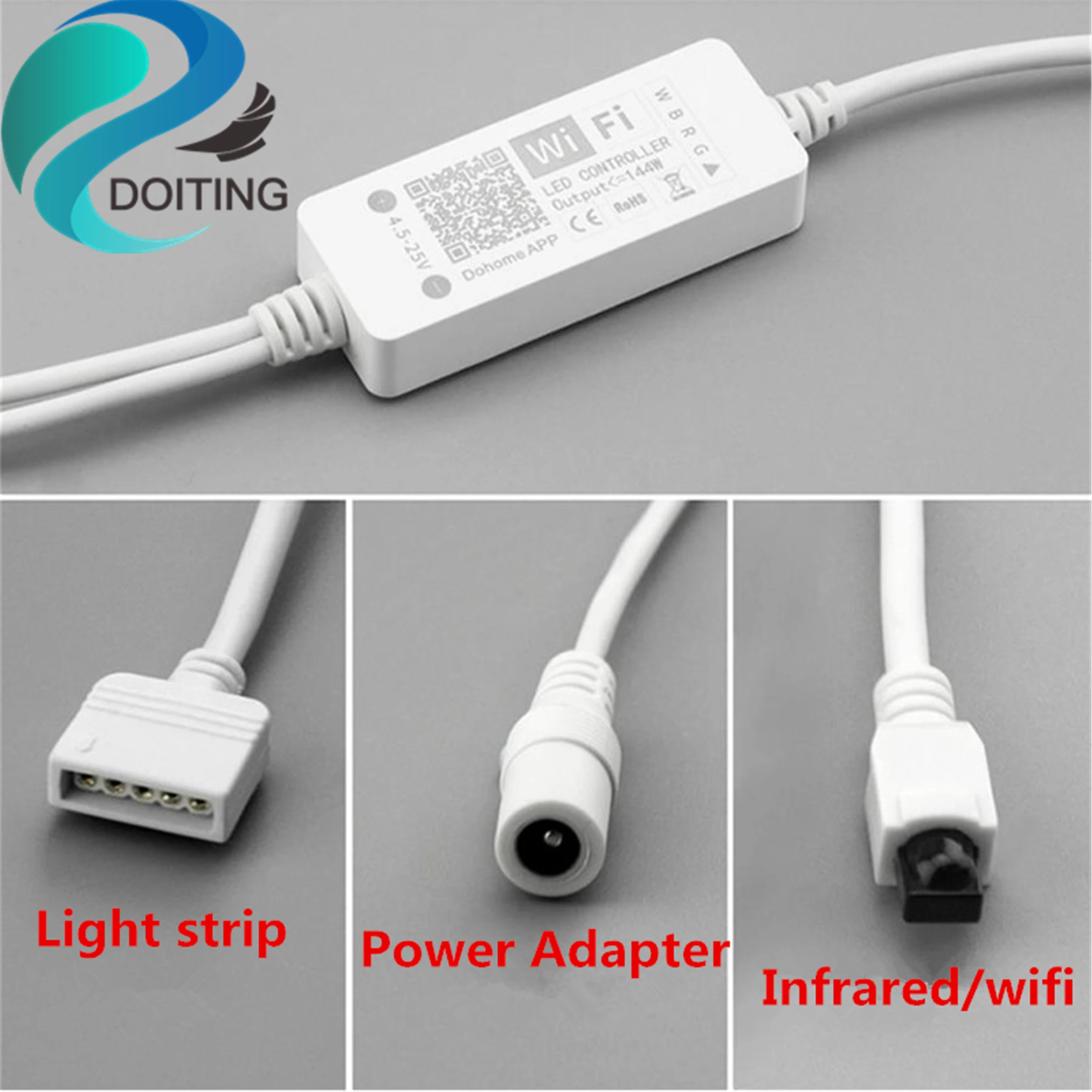 

DOITING 24-Key Infrared/Wifi Control Light Strip Controller APP Remote Control DC12V-24V Work With Amazon Alexa/Google