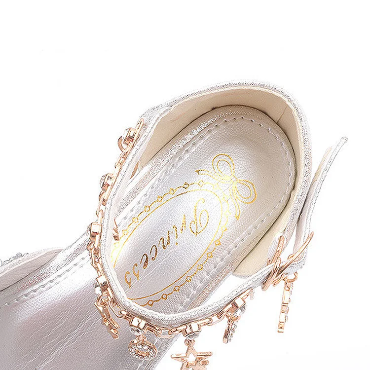 Kids Baby glitter shoes little girls chaussures prinsessen schoenen Bling Glitter Bowtie Sandals with high-heeled dress shoes