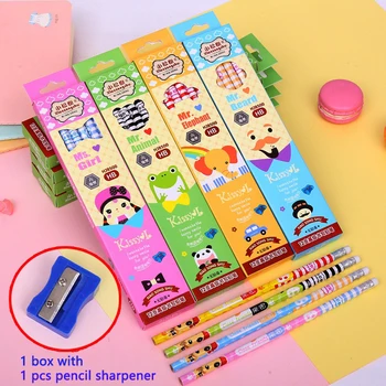 

Cute HB Pencils 48 Pcs Korea Cartoon Hexagon Pencil with Eraser Kawaii School Supplies Kids Student Drawing Writing Stationery