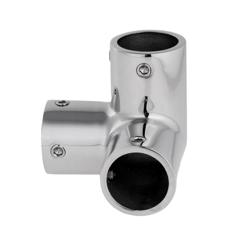 Mirror Polished 316 Stainless Steel Marine Boat Hand Rail Fitting 3 Way Corner Elbow Hardware for 1'' 25mm Tubing/Pipe