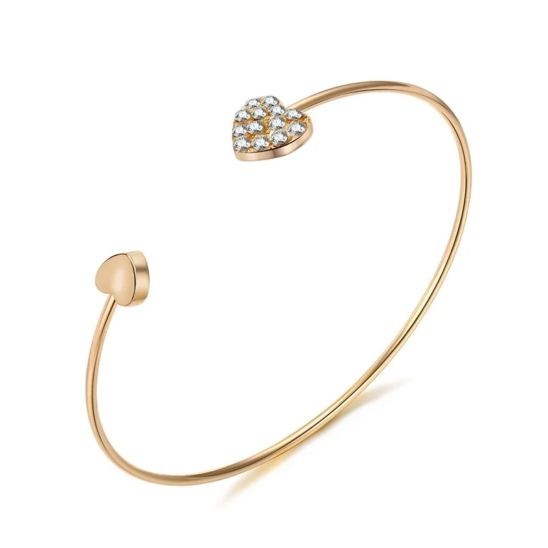 

fashion hot sale new 2018 women classical casual silver color bangles jewelry love hearted shaped bracelet bangles BR-09