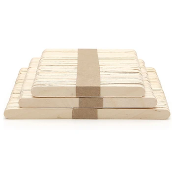 

50Pcs Ice Cream Sticks Wooden Pop Popsicle Sticks Natural Wood Cake Tools kids Handwork Art Crafts