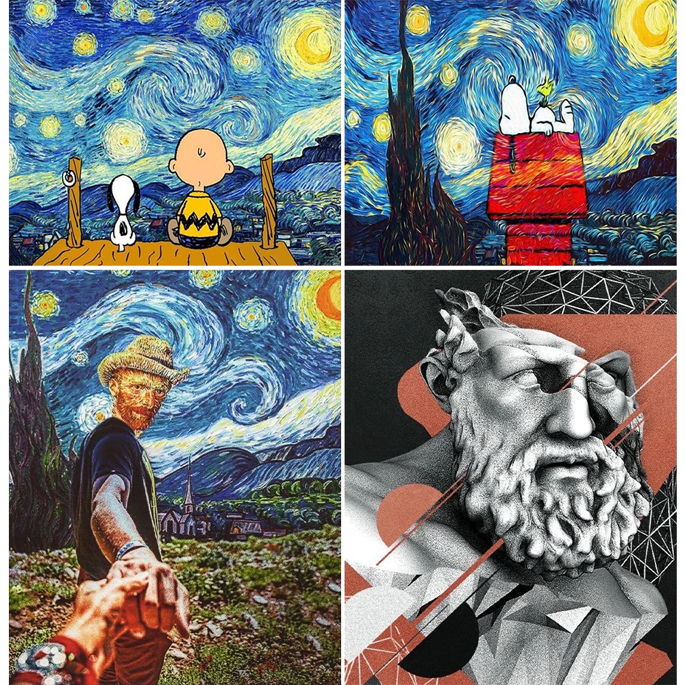 Sterrenhemel Schilderen Door Nummer Van Gogh Op Canvas Diy Kit Acryl Verf  Landschap Abstract Kleuren Door Nummer Home Decor gift|Schilderen op nummer|  - AliExpress
