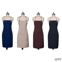 Модный однотонный фартук для мужчин и женщин, для приготовления пищи, выпечки, ресторана, торта, магазина, для ногтей, рабочая одежда с карманом