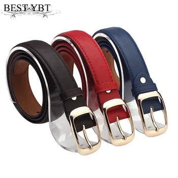 

Best YBT Women's Imitation Leather Belt Alloy Pin Buckle Belt Fashion Designer Hot Girls Fashion Accessories Polychromatic Belt