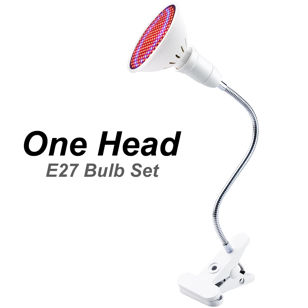 1 head and bulb Phyto Lamp Full Spectrum LED E27 Plant Grow Light Bulb EU US Plug Plant Lamp Indoor Seedling Flower Fitolampy Grow Tent Box 220V - Испускаемый цвет: 1 head and bulb
