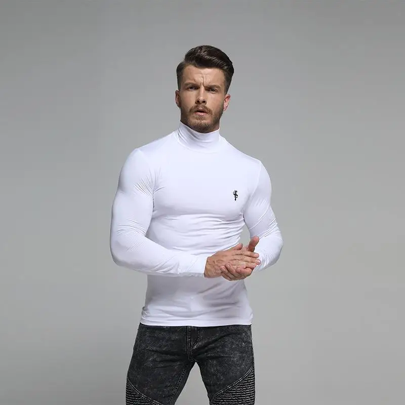 

New fall 2018 BUTZ Men's Solid-color Quick-dry long-sleeve T-shirt Sport casual high-collar base shirt with long sleeves
