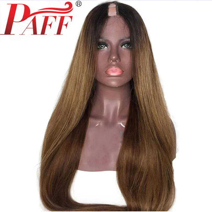 

PAFF Brazilian 1B 30 Color Silky Straight U Part Human Hair Wigs 1*3 Ombre Remy Human Hair U Shape Two tone Middle Part