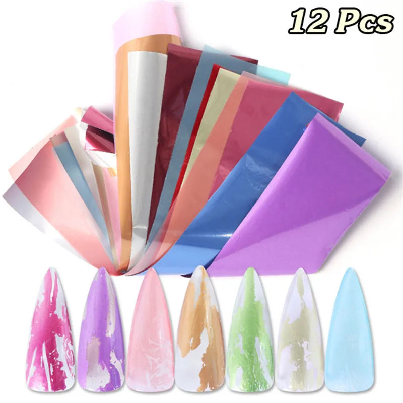 12 шт./компл. наборы для ногтей голографические лазерные розовые золотые матовые