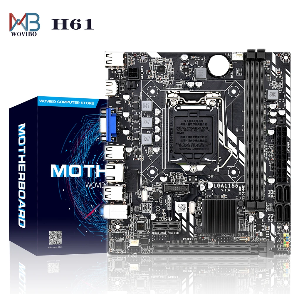 Микро материнская плата Placa mae H61 LGA 1155 разъем DDR3 ПАМЯТЬ VGA PCI E для Intel LGA1155 I3 I5 I7 Xeon