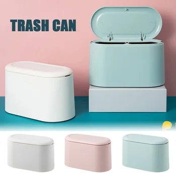 

HOT Mini Trash Can with Lid Press-Type with Removable Inner Garbage Trash Bin Countertop Office NDS