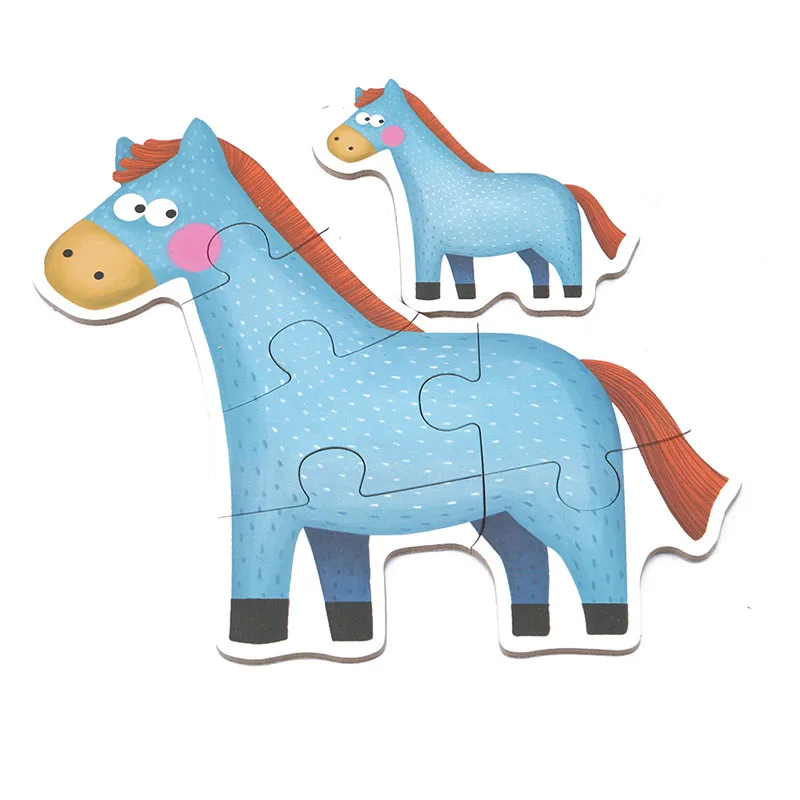 Baby Early Education Flat Puzzle Montessori Toy Animal Cute Cartoon Puzzles Wooden Puzzles For Children
