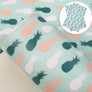 

David accessories 20*34cm Pineapple Print Litchi Synthetic Leather Faux Leather Sheets For Bows DIY Handmade Materials,1Yc10479