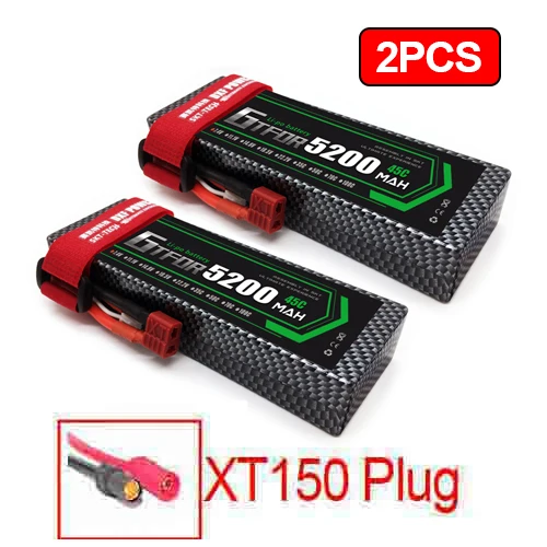 2PCS5200mahXT150 2 шт 7,4 V 5200 45c 7000mAh 60C GTFDR LiPo аккумулятор 2S HardCase для 1/8 1/10 RC модель автомобиля TRX Slash Emaxx - Цвет: 2PCS5200mahXT150