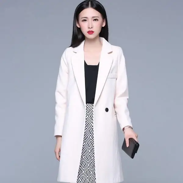 Manteau Hiver зимнее пальто женское винтажное теплое шерстяное пальто на одной пуговице Длинное Пальто бежевое розовое черное abrigos mujer DF610