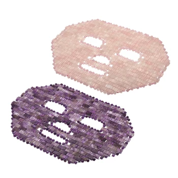 

Crystal Sleep Jade Mask Massage Natural Amethyst Face Mask Face Care Tool Therapy Facial Jade Sleeping Masks Massager Cooling