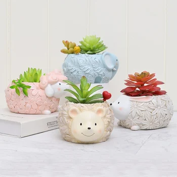 

Flower Pot Cartoon Small Animal Succulent Plant Flowerpot Gardening Miniature Landscape Resin Desktop Flowerpot Home Decoration