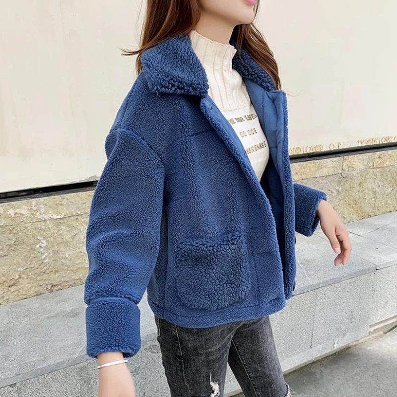 

Fall and Winter 2019 New Fur-in-one Granular Lamb Fur Short-style Coat Female Wool Fur Overcoat Female