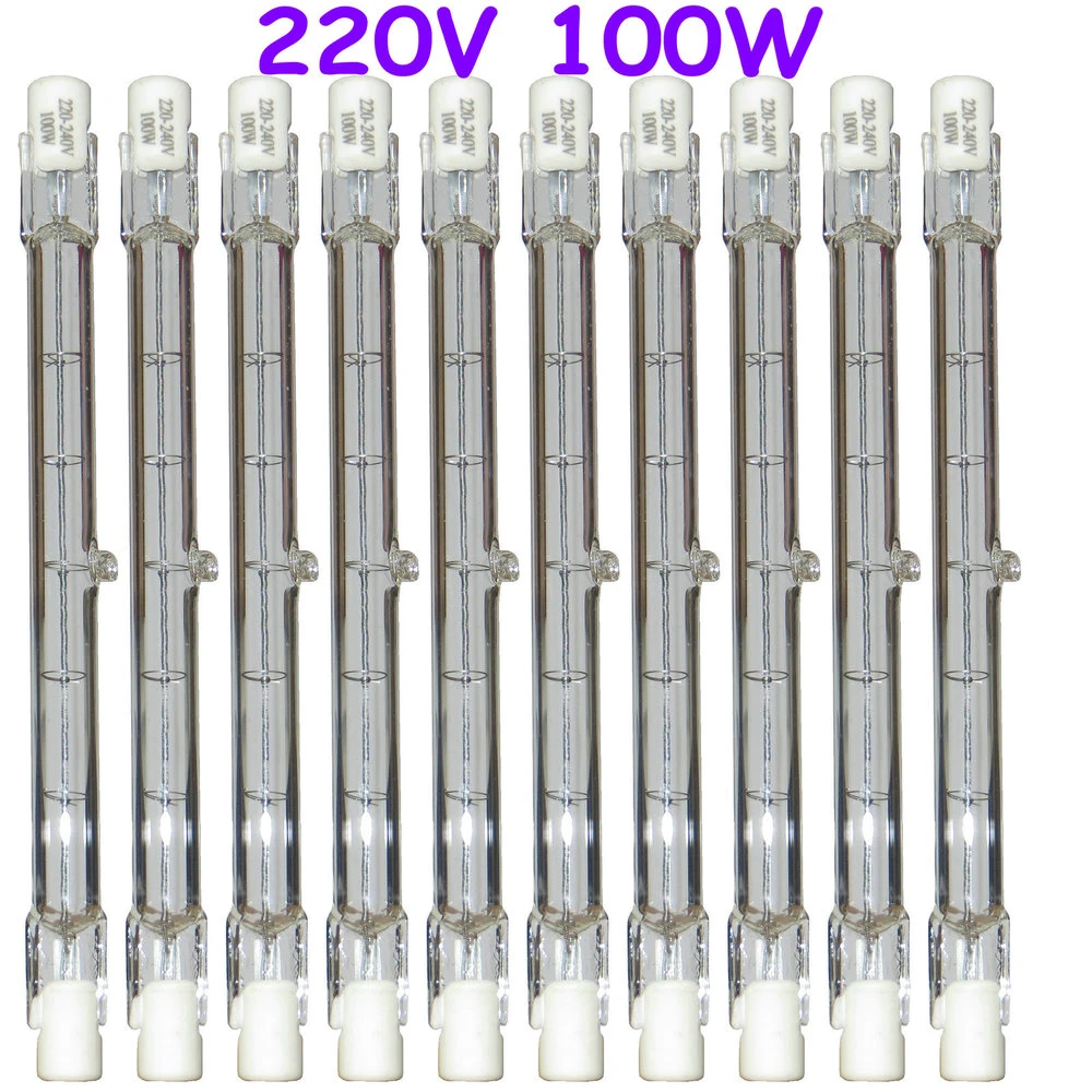 10Pcs HALOGEN LIGHT BULB 220 240V 100W 100 WATT J TYPE T3 118mm (R7s) Halogen BulbsPortable