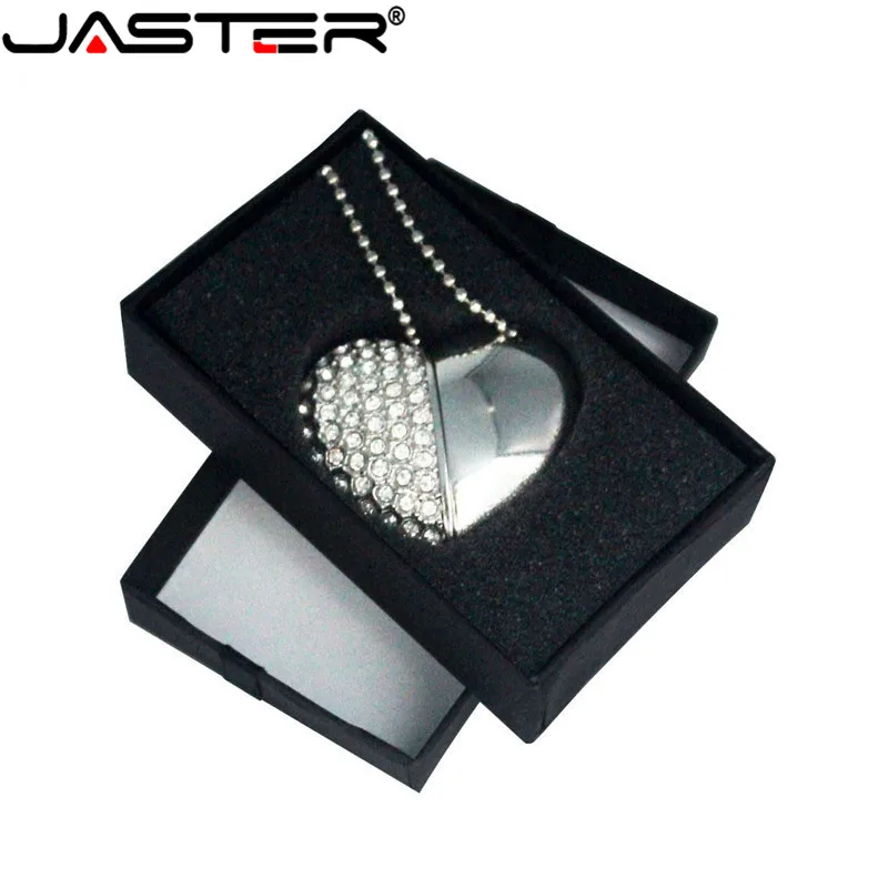 Флэш накопитель JASTER с кристаллами в виде сердца + коробка USB флэш драгоценными