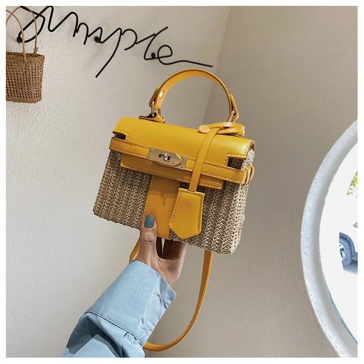 Fashion Summer straw bag Women Handbags Designer Wicker Woven Hobo Bag tote beach bag PU 2022 Summer New Flap Crossbody Bag