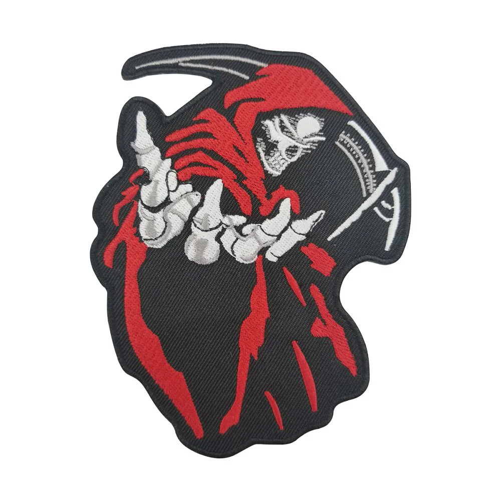 Нашивка С Вышивкой черепа Grim Reaper аппликация утюгом мотоциклетная байкерская