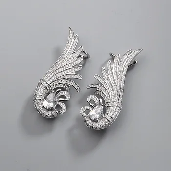 

CMajor Latest S925 Sterling Silver Imported 7A Cubic Zircon European and American Style Exaggeration Dangle Earrings for Women