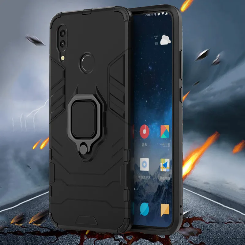 Huawei Honor Protective Phone Case - Armor Ring Magnetic Card Holder, Shockproof Design