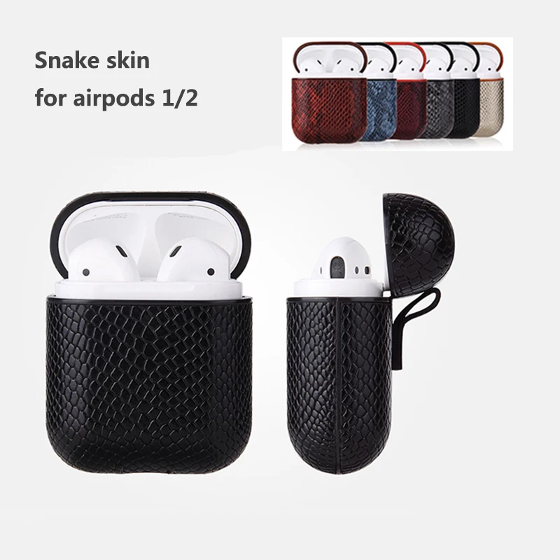 

Airpod Snake Skin Bag Case Cover for Apple AirPods 1 2 Luxury Leather Case Waterproof for Charging Box Cases DropShipping